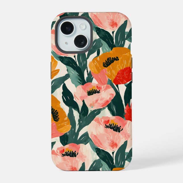 Coque iPhone 15 Boîtier robuste pour iPhone 15 à motif floral esth (Verso)