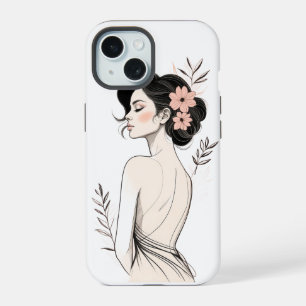 Coque iPhone 15 Boîtier robuste pour iPhone 15 Portrait floral