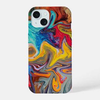 Coque iPhone 15 Boîtier téléphonique Abstrait Swirl psychédélique