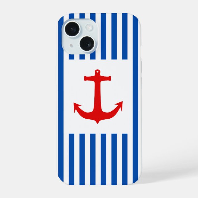 Coque iPhone 15 Boîtier téléphonique Ancres Away (rouge et bleu) (Verso)