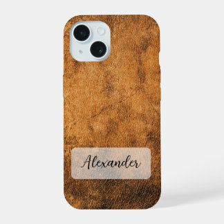 Coque iPhone 15 Boîtier téléphonique Brown patiné en cuir