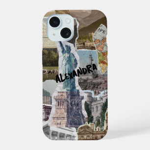 Coque iPhone 15 Boîtier téléphonique Collage Destination Voyage