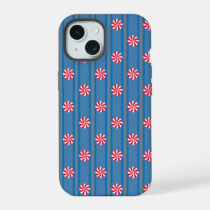 Coque iPhone 15 Bonbon de Noël bleu menthe Fun and Fancy