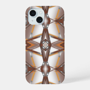 Coque iPhone 15 Bord déchiqueté Art ombré ton terre concentrique
