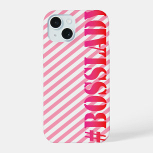 Coque iPhone 15 Bosslady - Citation drôle rayée rose pour le pouvo