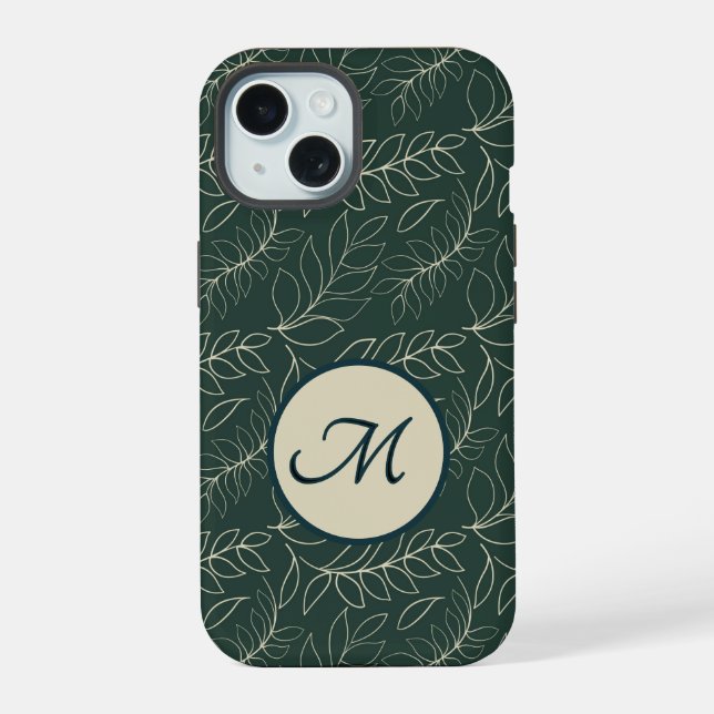 Coque iPhone 15 Botanique monogramme (Verso)