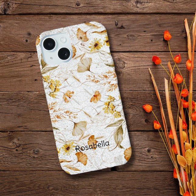 Coque iPhone 15 Botaniques sauvages Personnaliser le nom (Créateur téléchargé)
