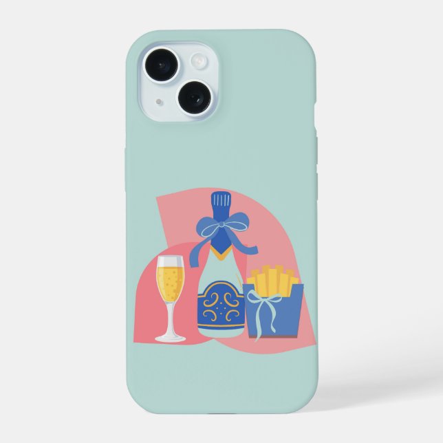 Coque iPhone 15 Bougie Champagne et Fries (Verso)
