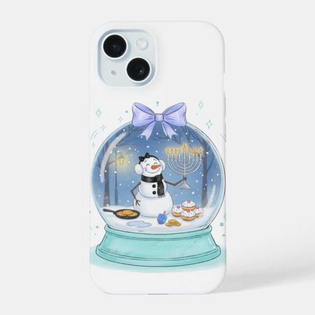 Coque iPhone 15 Boule à neige de Hanouka (Verso)