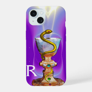 Coque iPhone 15 BOULE D'HYGÉIE Médecine, Pharmacie Monogramme Purp