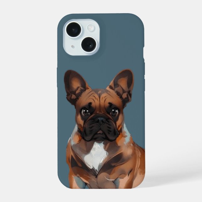 Coque iPhone 15 Bouledogue français Cartoon Bouledogue Français (Verso)