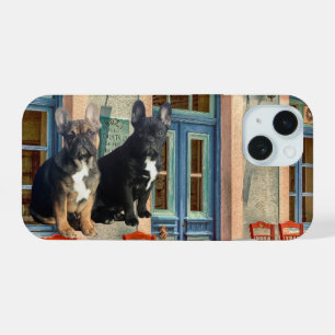 Coque iPhone 15 Bouledogue français deux amis French Bulldog