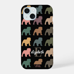 Coque iPhone 15 Bouledogue personnalisé Floral Nom Initial Boho Am