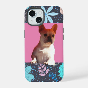Coque iPhone 15 Bouledogues français Fleurs French Bulldog