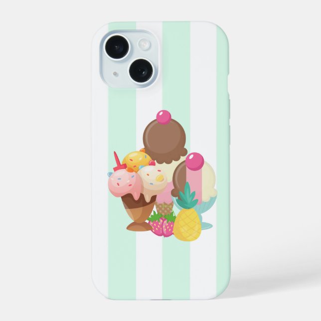 Coque iPhone 15 Boules de glace avec paillettes (Verso)