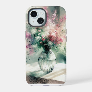 Coque iPhone 15 Bouquet de fleurs Encre d'alcool
