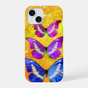 COQUE iPhone 15 BOUTEILLES BLEU ROSE EN JAUNE D'OR