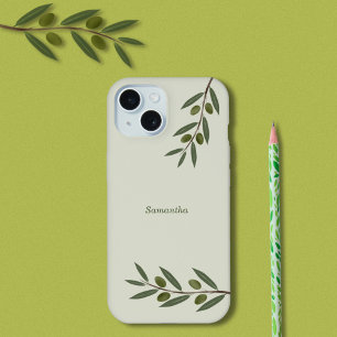 Coque iPhone 15 Branche d'olive aquarelle