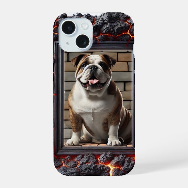 Coque iPhone 15 Brick l'étui téléphonique bulldog (Verso)