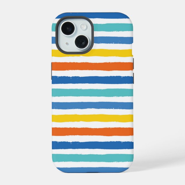 Coque iPhone 15 Bright Beach Striped Motif (Verso)