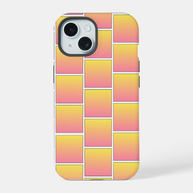 Coque iPhone 15 Briques orange et jaune doré (Verso)