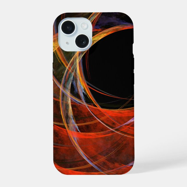 Coque iPhone 15 Brise du Cercle Vortex de Feu Art Abstrait (Verso)