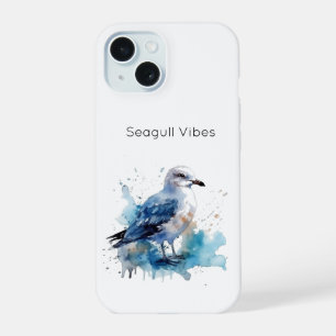 Coque iPhone 15 Brise Océanique : Goéland Aquarelle