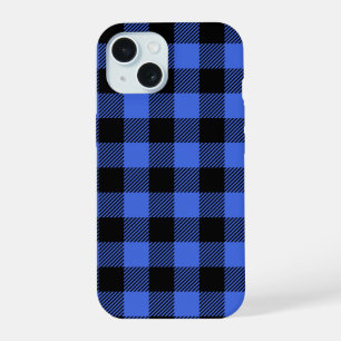 Coque iPhone 15 Buffalo Check Blue & Black Lumberjack Plaid Decor