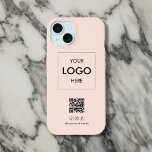 Coque iPhone 15 Business Social Media QR Code Blush<br><div class="desc">Améliorez votre image de marque grâce à notre coque iphone personnalisé ! Conçu pour faire ressortir votre marque, ce coque présente votre logo en évidence. Sous le logo, nous avons ajouté un code QR pratique pour un accès facile à votre site Web ou à vos promotions. De plus, il y...</div>