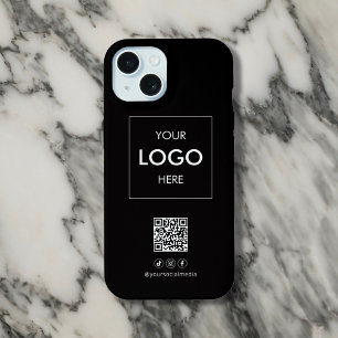 Coque iPhone 15 Business Social Media QR Code noir
