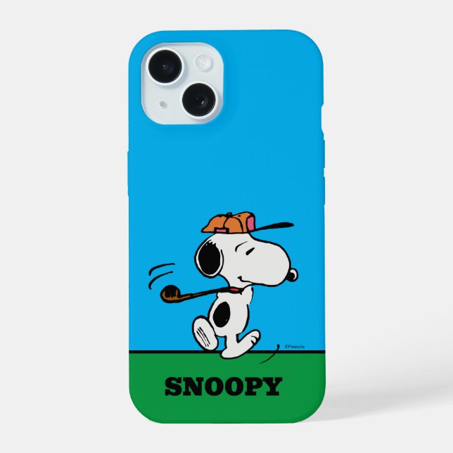 Coque iPhone 15 cacahuètes | Snoopy Golf Swing (Verso)