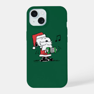 Coque iPhone 15 Cacahuètes Snoopy Père Noël Accordéon