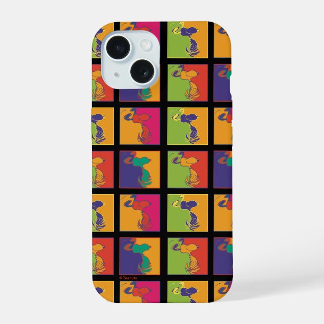 Coque iPhone 15 cacahuètes | Snoopy Pop Art Moderne (Verso)
