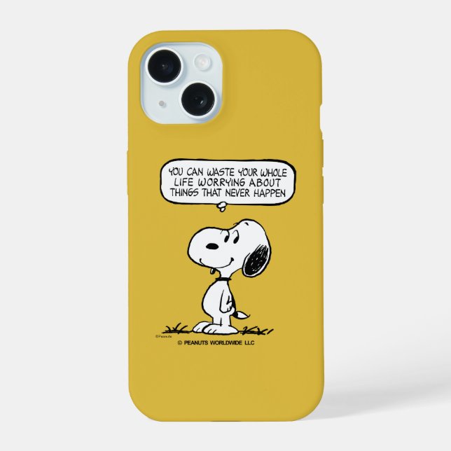 Coque iPhone 15 cacahuètes | Snoopy Vous ne pouvez pas regarder to (Verso)