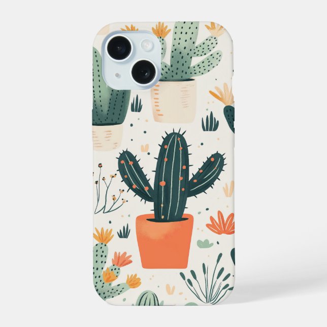 Coque iPhone 15 Cactus amusant iPhone couverture (Verso)