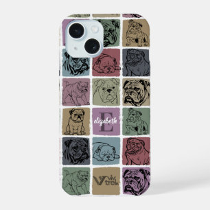 Coque iPhone 15 Cadeau personnalisé de bulldog Art floral boho pou