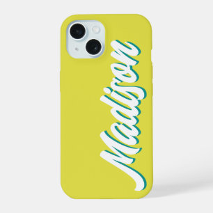 Coque iPhone 15 Cadeau personnalisé rétro vintage groovy Nom perso