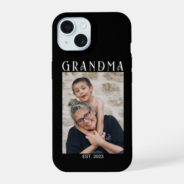 Coque iPhone 15 Cadeau photo de grand-mère établie (Verso)
