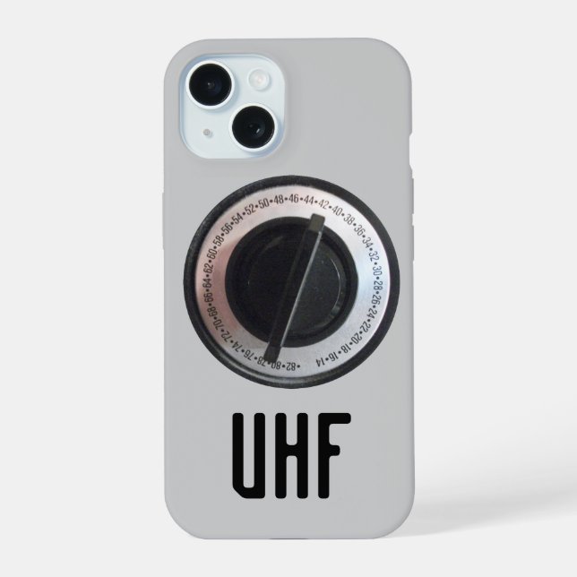 Coque iPhone 15 Cadran de Télévision UHF (Verso)