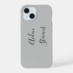 Coque iPhone 15 Calligraphie grise minimaliste simple élégante