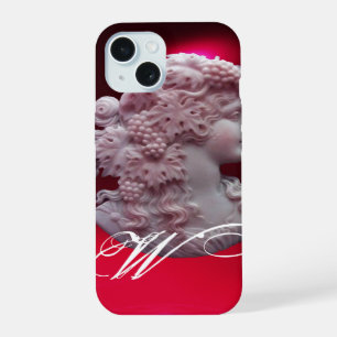 COQUE iPhone 15 CAMÉE ANTIQUE, DAME AVEC RAISINS ET VIGNES