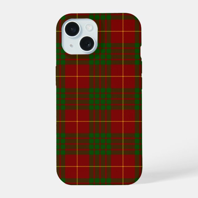 Coque iPhone 15 Cameron tartan rouge vert plaid (Verso)