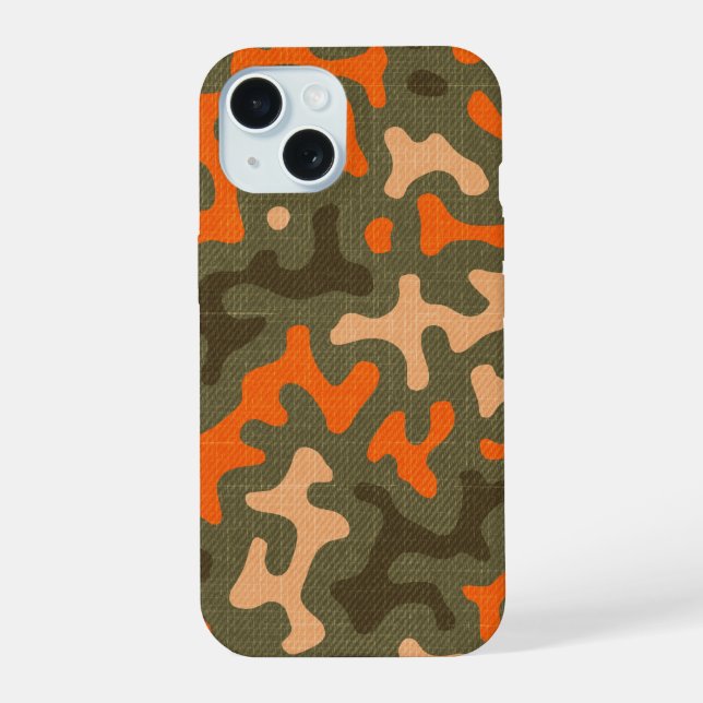 Coque iPhone 15 Camo et Orange Assortis (Verso)