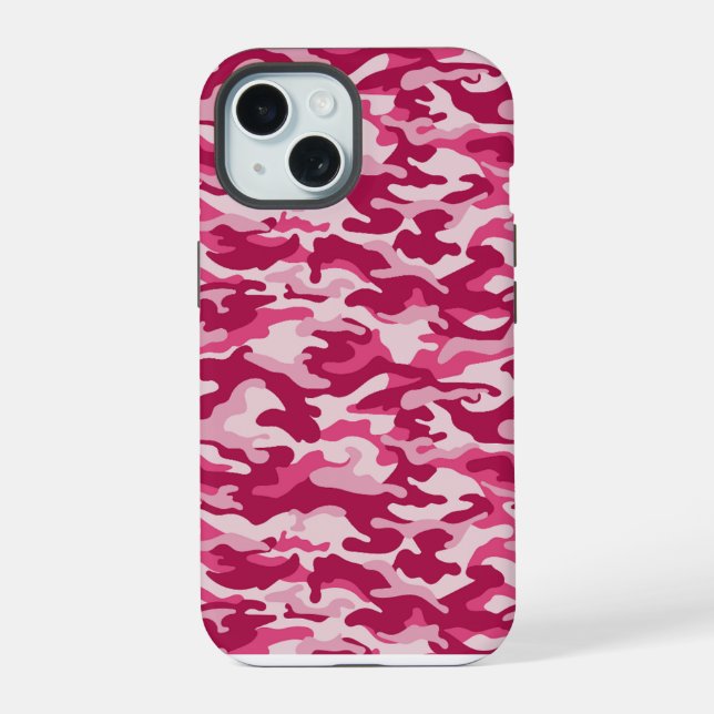 Coque iPhone 15 Camouflage rose (Verso)