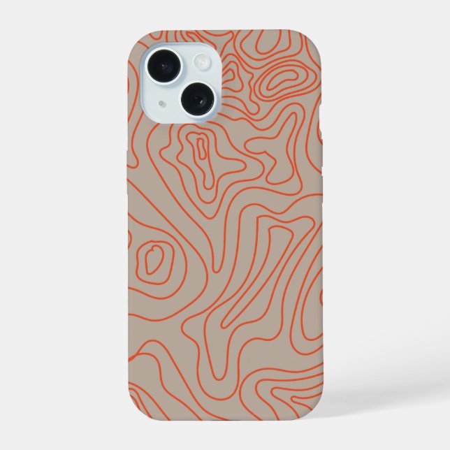 Coque iPhone 15 Camping Wilderness Trails Topographie (Verso)