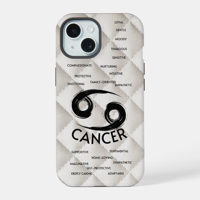 Coque iPhone 15 Cancer Zodiaque Horoscope Traits Filles (Verso)