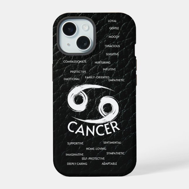 Coque iPhone 15 Cancer Zodiaque Horoscope Traits Garçons (Verso)