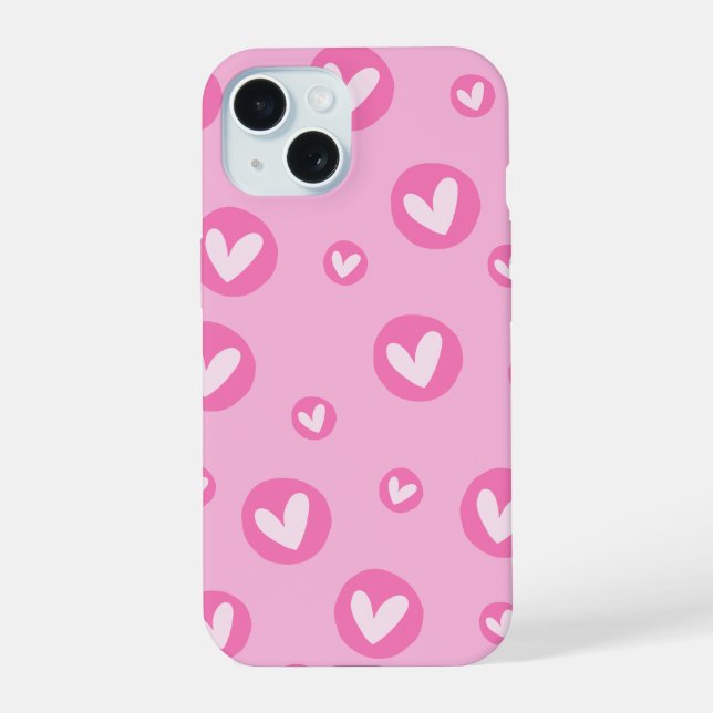 Coque iPhone 15 Capa IPhone Padrões de Coração (Verso)