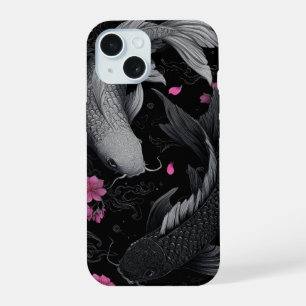 Coque iPhone 15 Carpe Koi Japonaise Mode Sombre