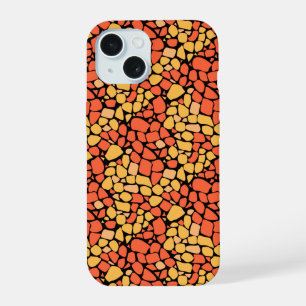 Coque iPhone 15 Carreau de mosaïque abstrait jaune orange noir